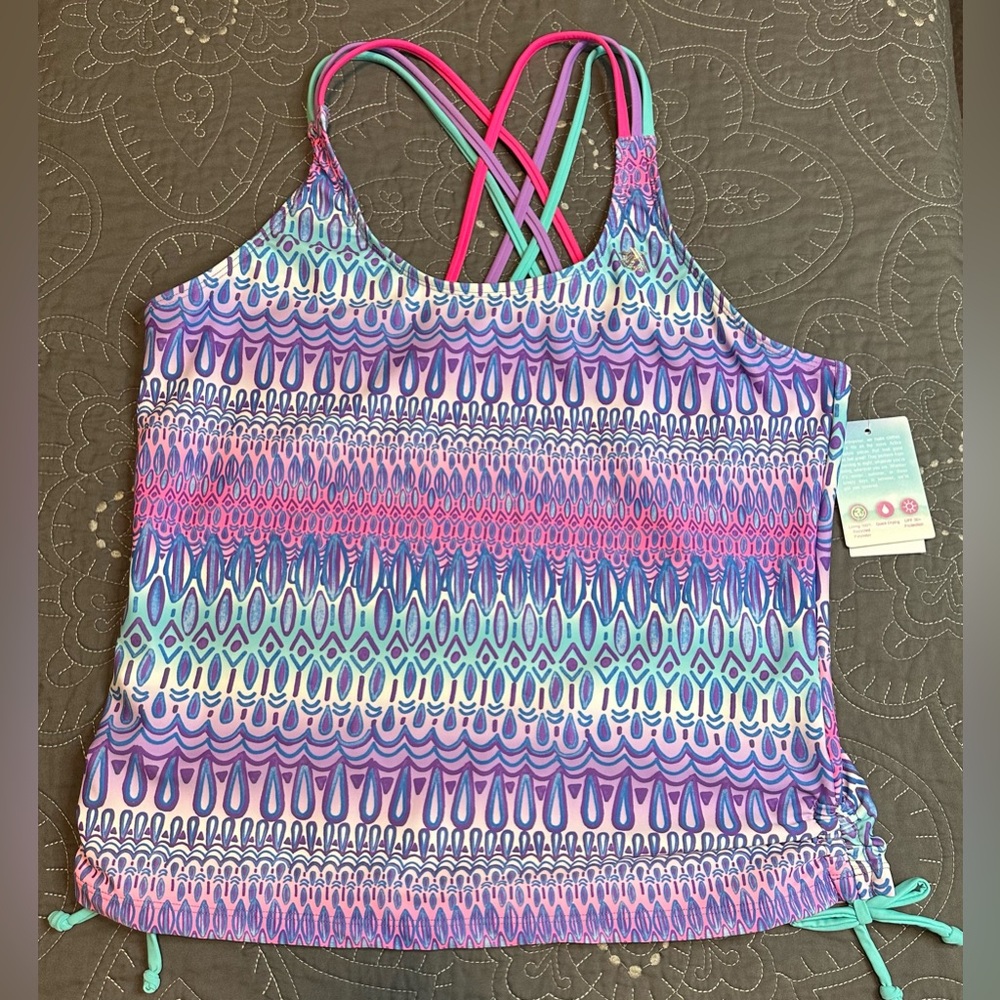 Zeroxposur Girls Calypso Tankini Top NWT Size XXL 20.5